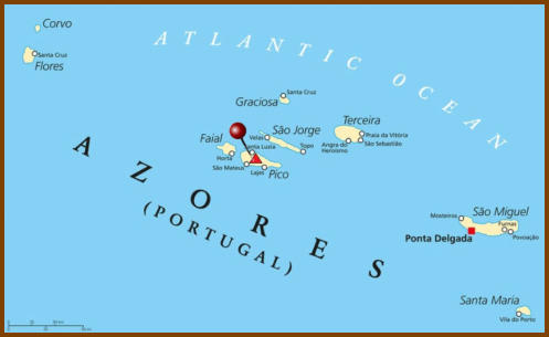 Lage der Insel Pico in der Azorengruppe